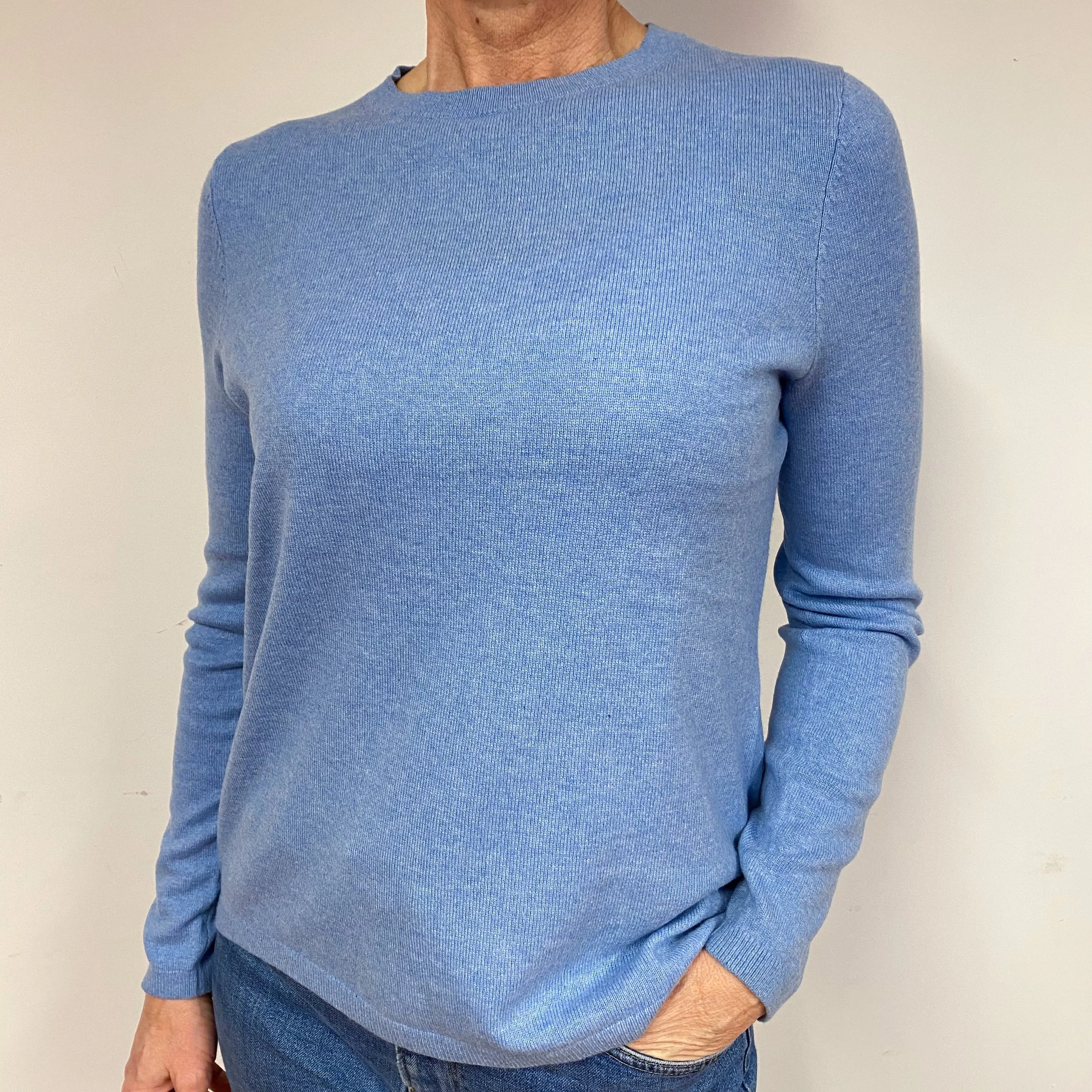 Sky Blue Cashmere Crew Neck Jumper Medium