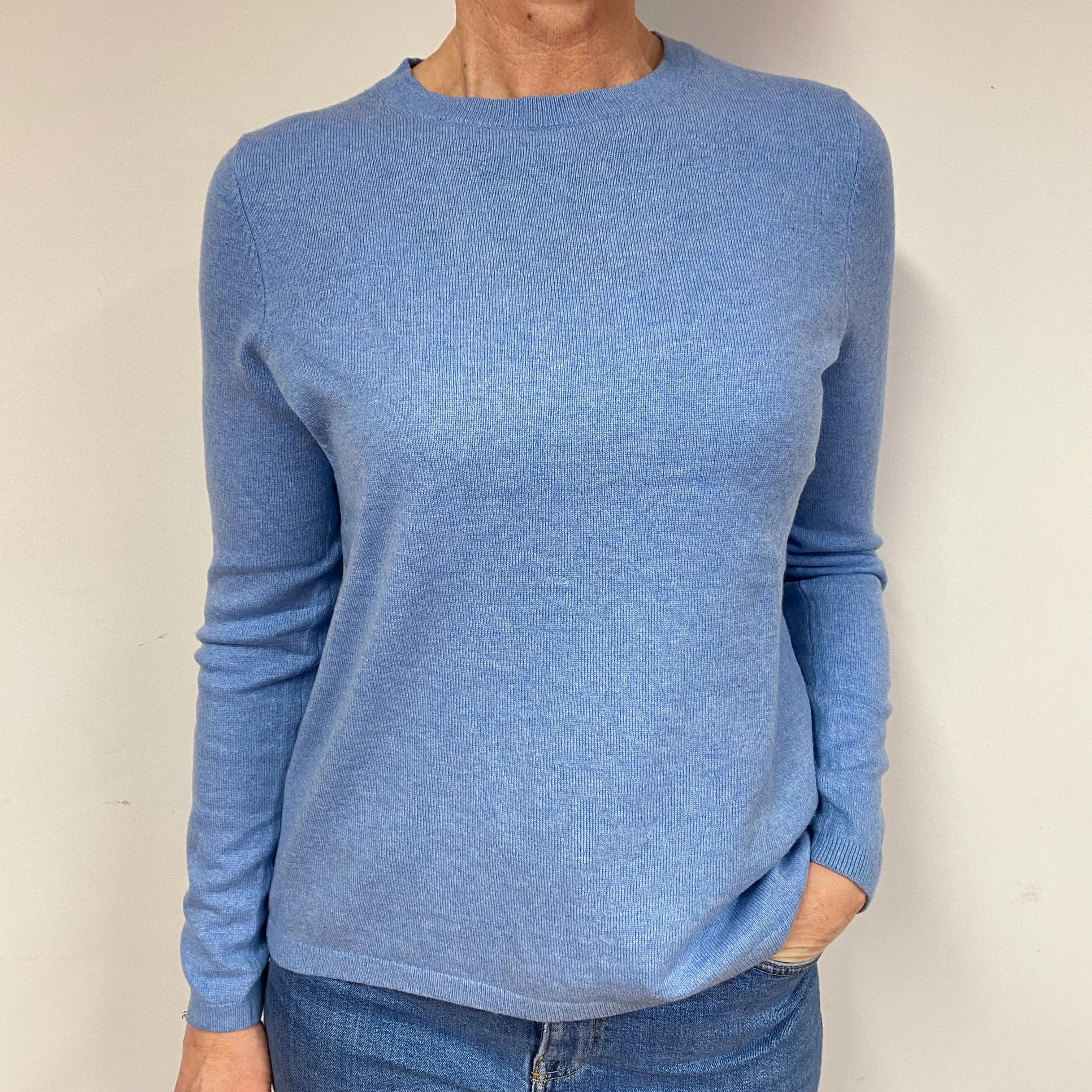 Sky Blue Cashmere Crew Neck Jumper Medium