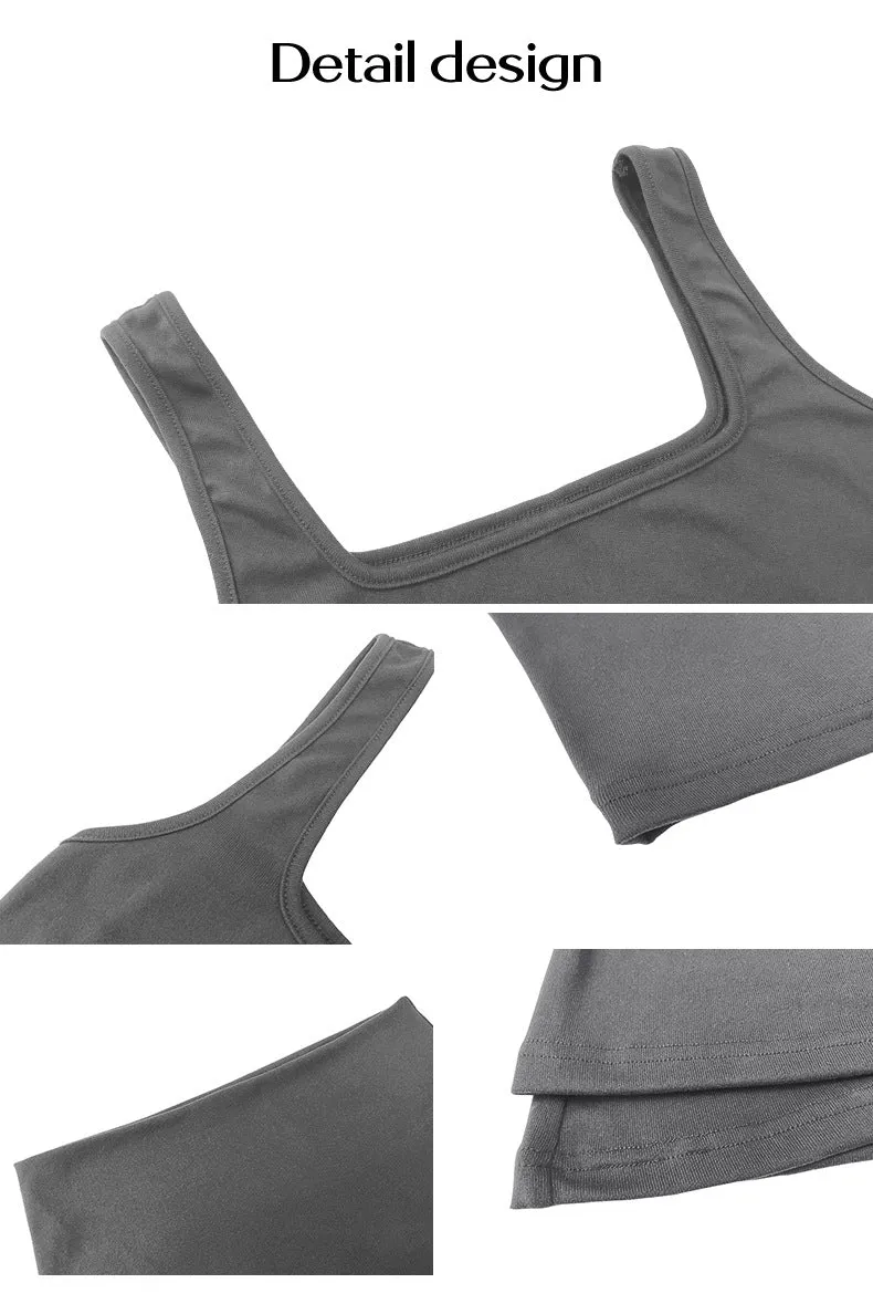 Sporty Women's 2-Piece Solid Cami Top & Wide Waistband Pants