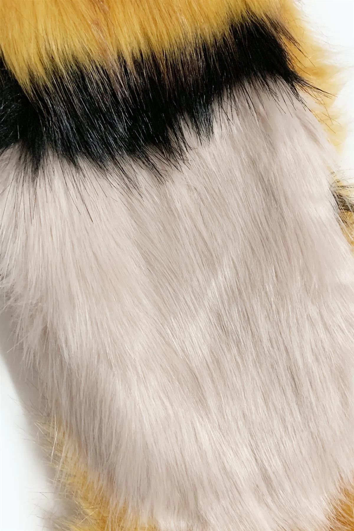 Stripe Long Faux Fur Collar - Mustard