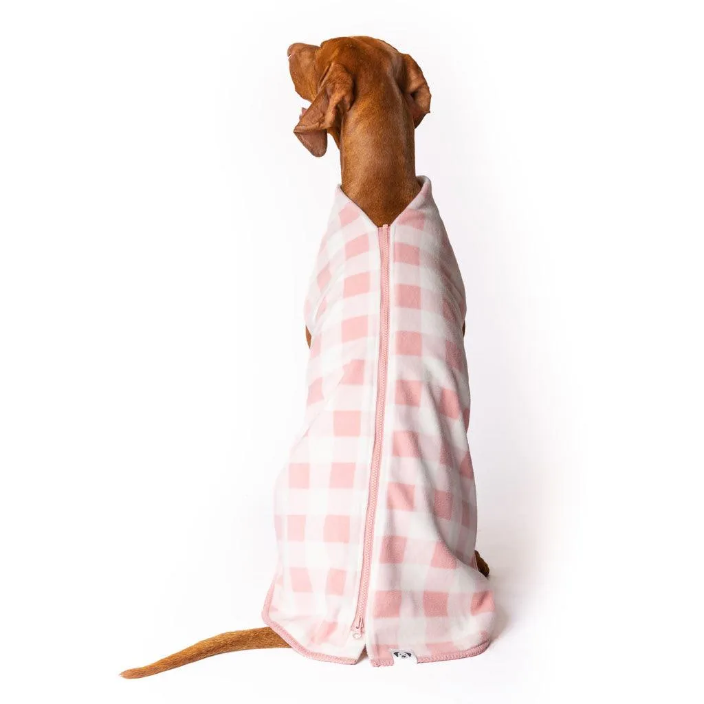 The Floofy Fleece Dog Coat | Pink Gingham