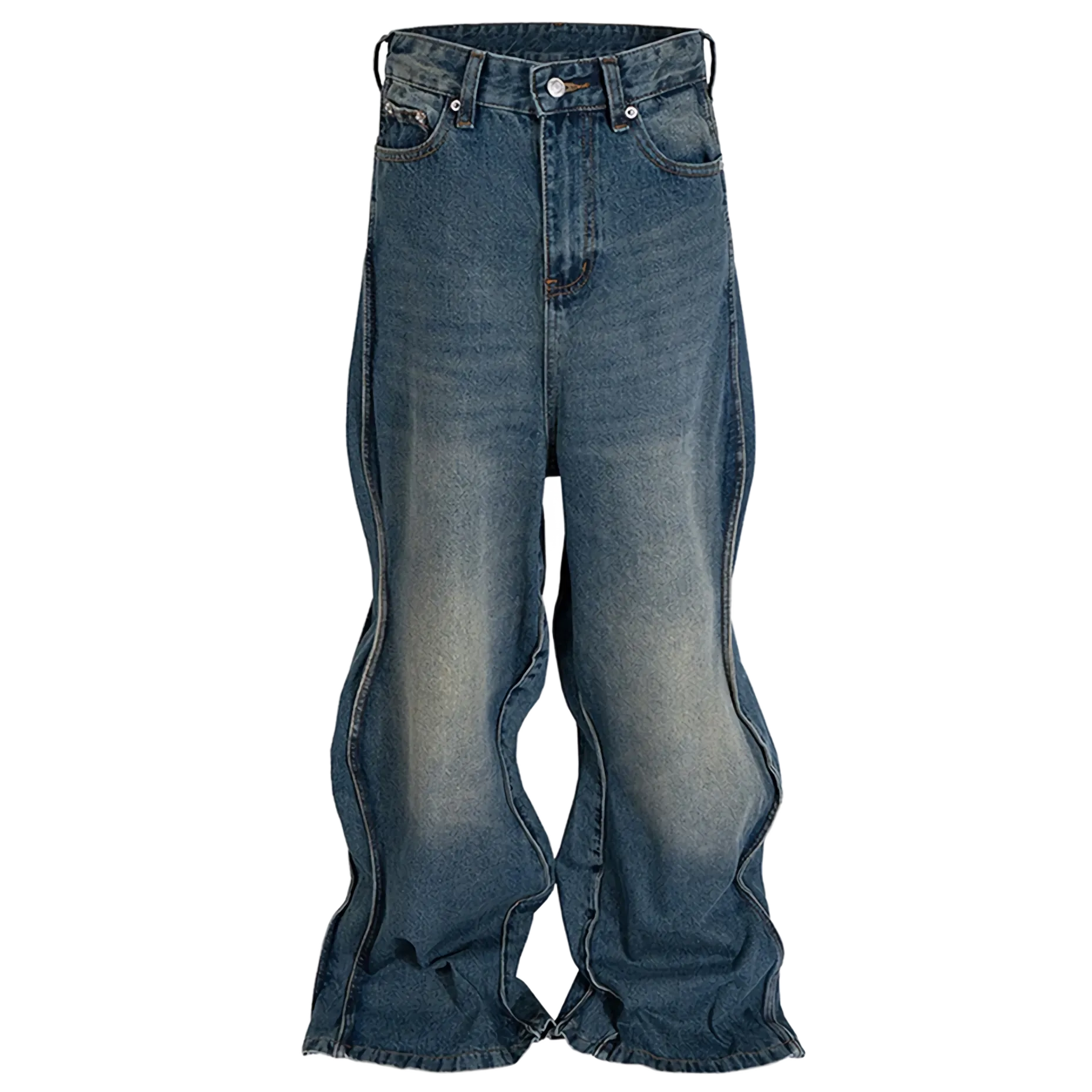 'Tide' Wave-Hem Flared Denim Jeans