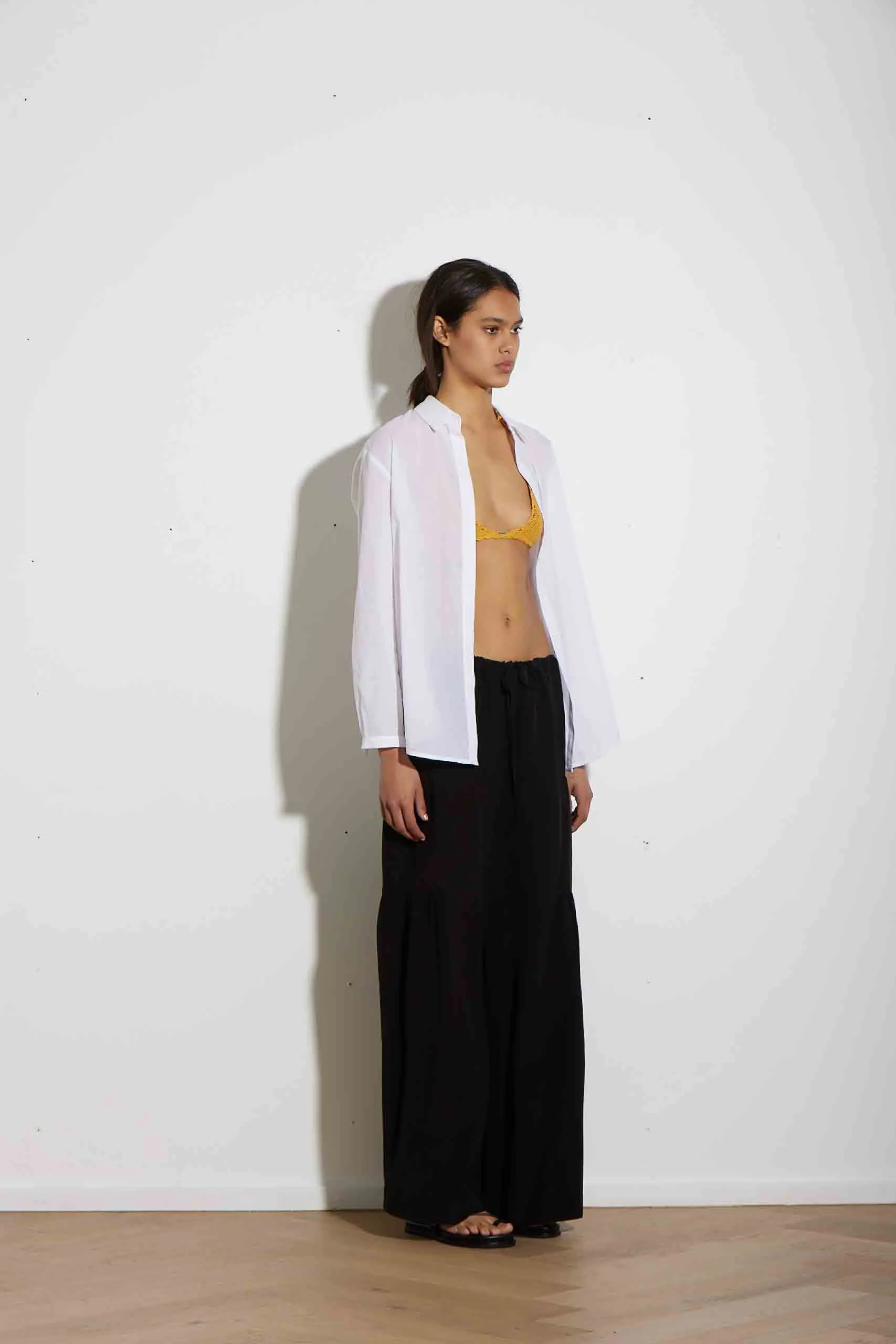 TIERED DRAWSTRING PANT BLACK SILK