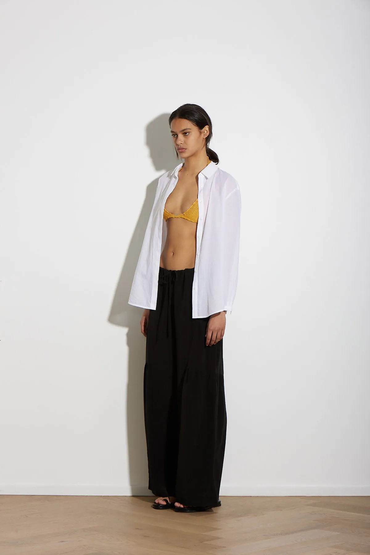 TIERED DRAWSTRING PANT BLACK SILK