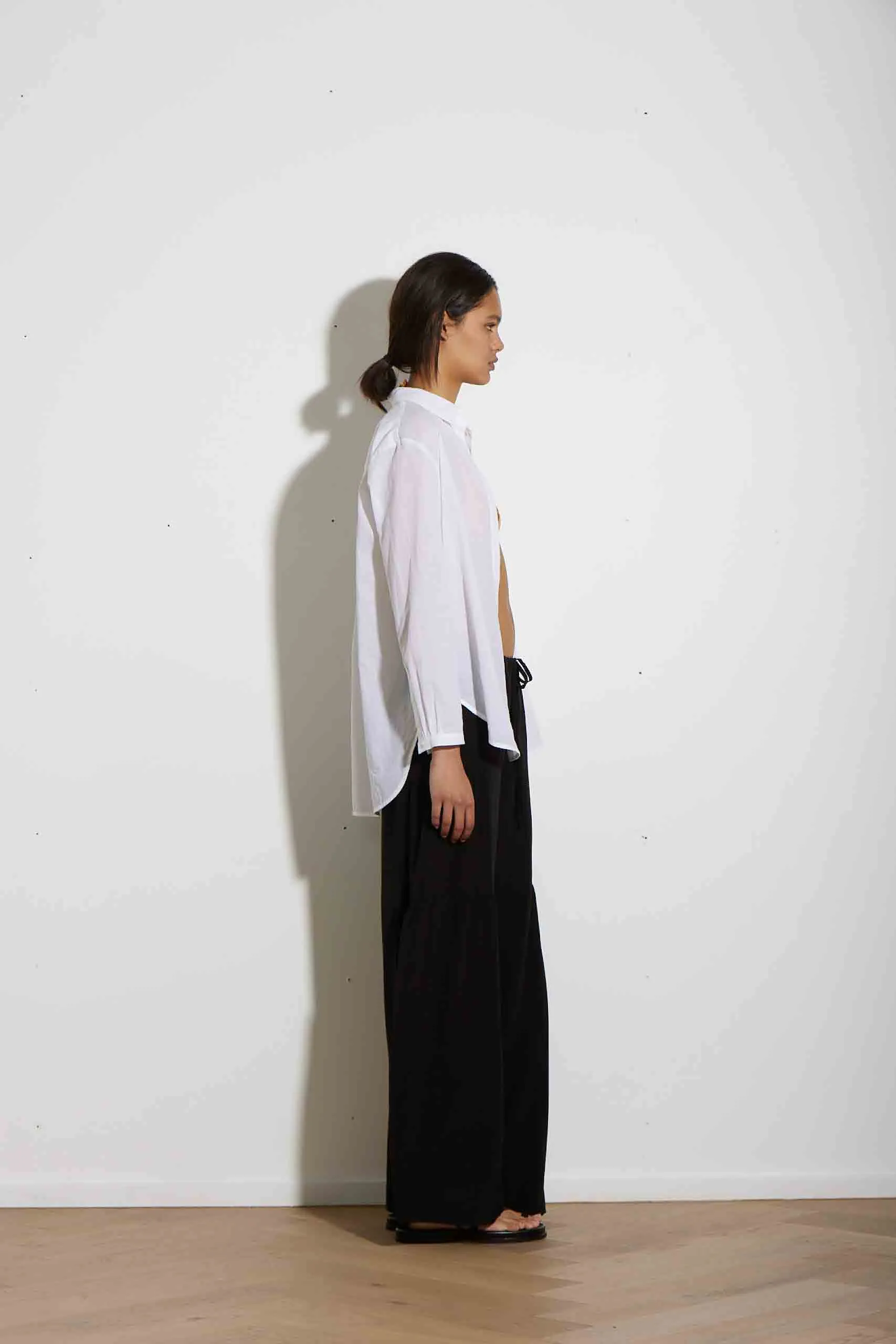 TIERED DRAWSTRING PANT BLACK SILK