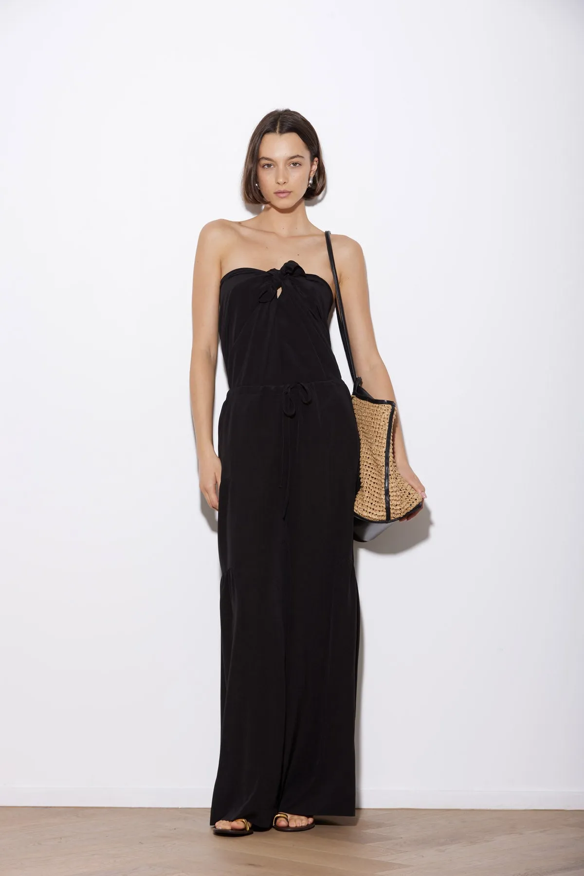 TIERED DRAWSTRING PANT BLACK SILK