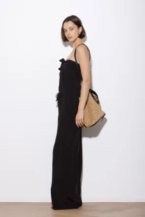 TIERED DRAWSTRING PANT BLACK SILK