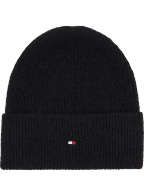 Tommy Hilfiger Womens Essential Flag Fuzzy Beanie Black