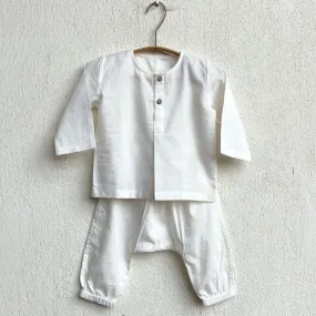 UNISEX ORGANIC ESSENTIAL WHITE KURTA   PANTS