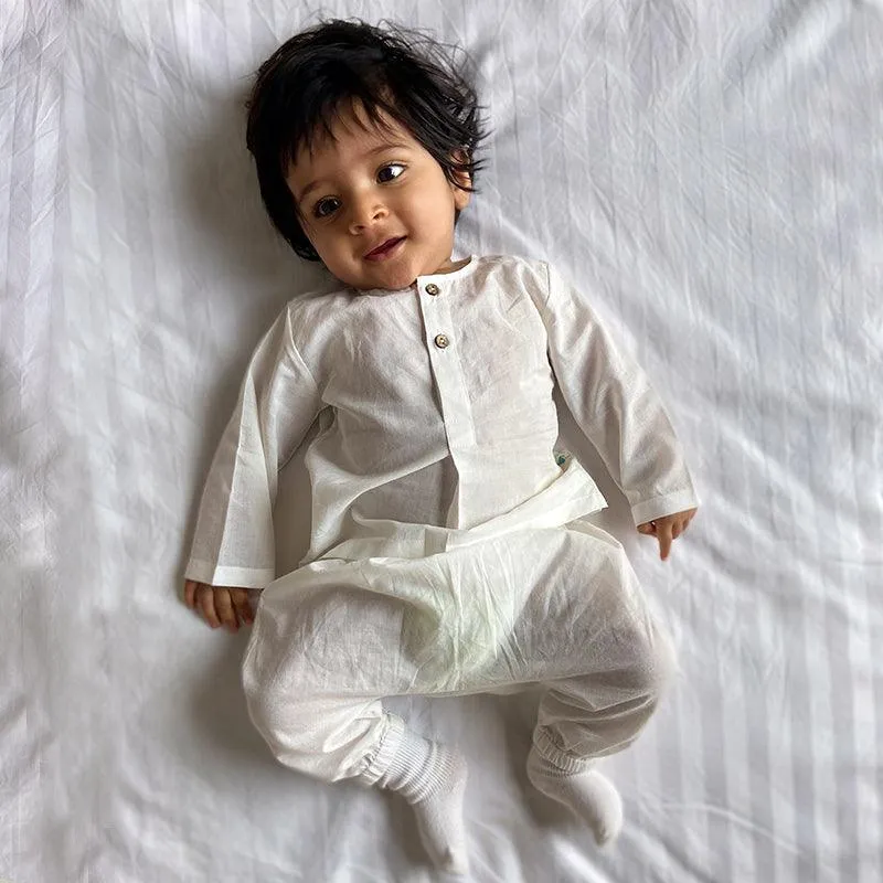 UNISEX ORGANIC ESSENTIAL WHITE KURTA   PANTS