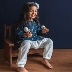 UNISEX ORGANIC ZOO PRINT INDIGO KURTA   PANTS