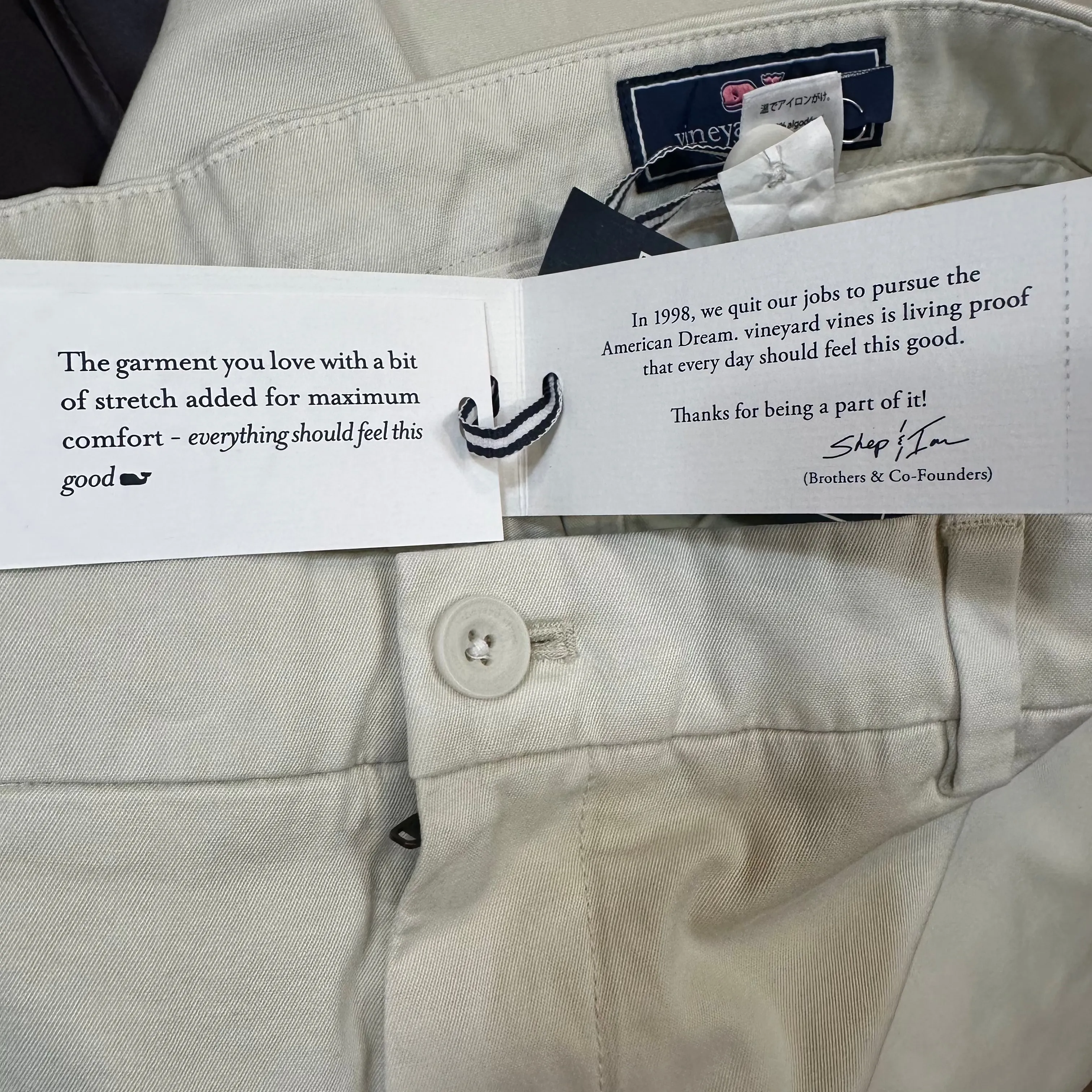 Vineyard Vines Slim Fit Pant Stretch Stone khaki Chino 34 X 32