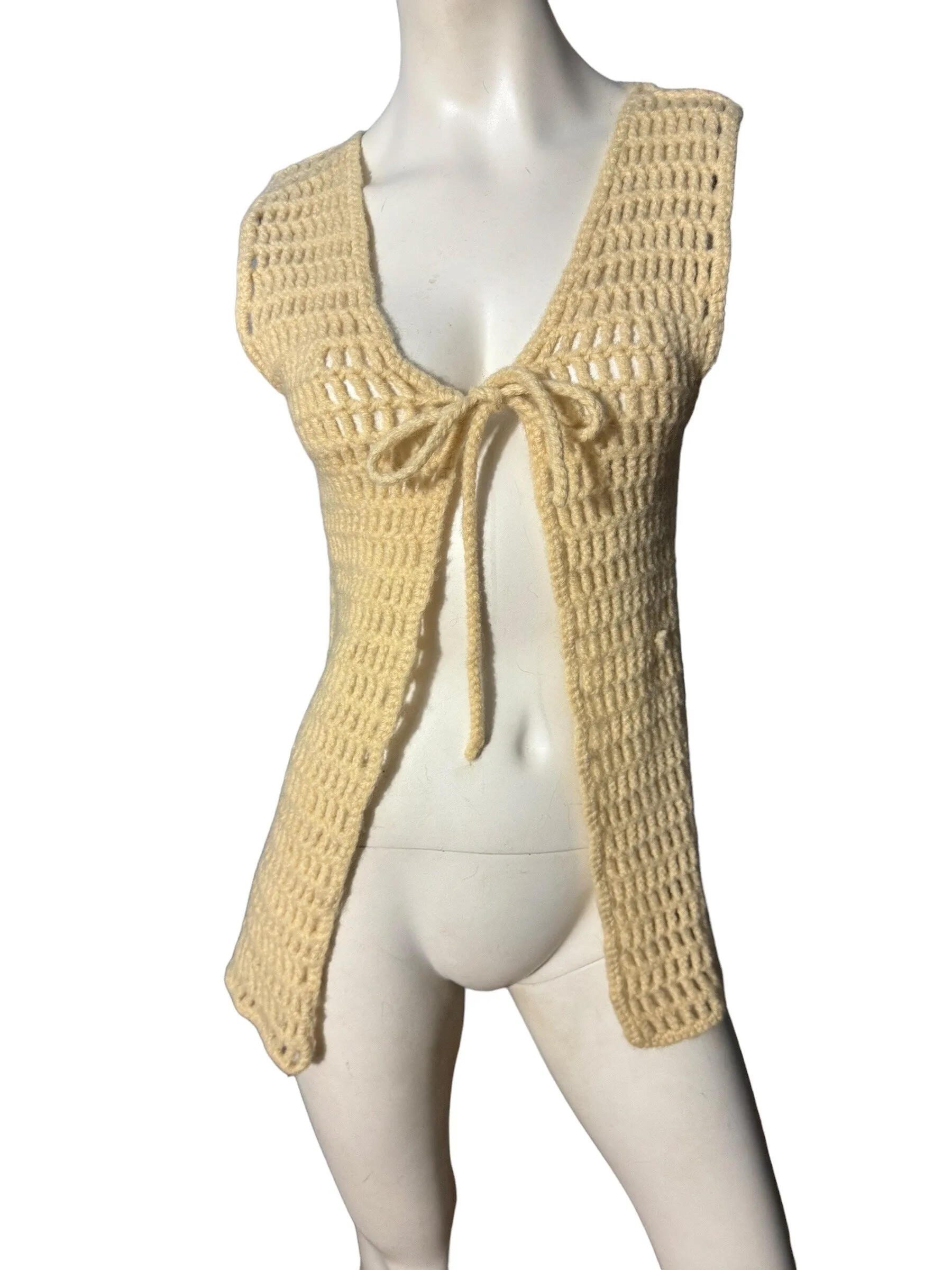 Vintage 70's crochet vest S M