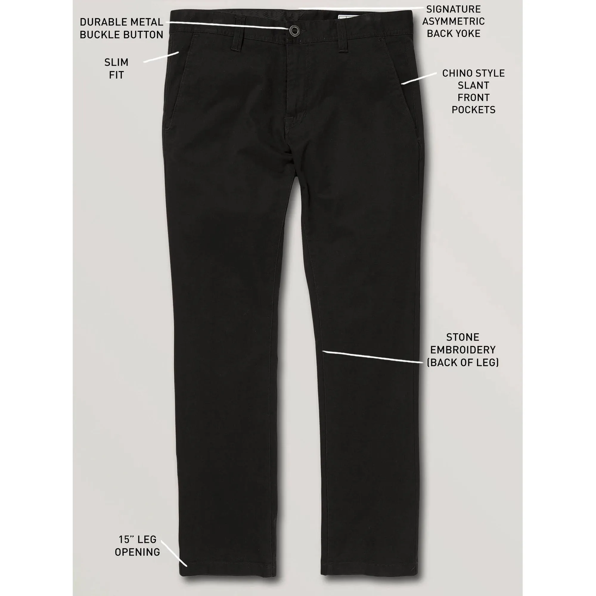 Volcom Frickin Chino Slim Fit 32" Men's Pants - Black