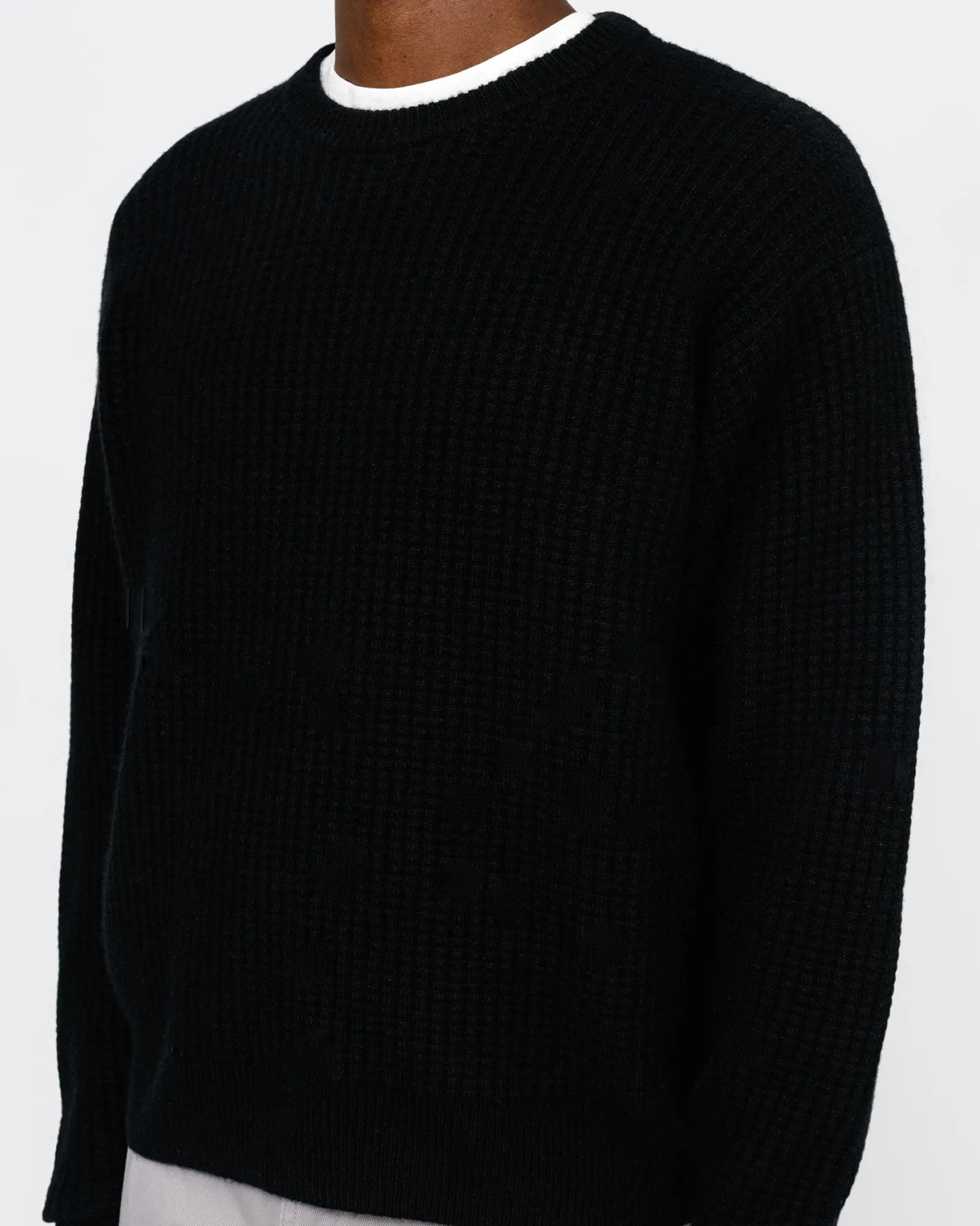 WAFFLE KNIT CASHMERE CREW