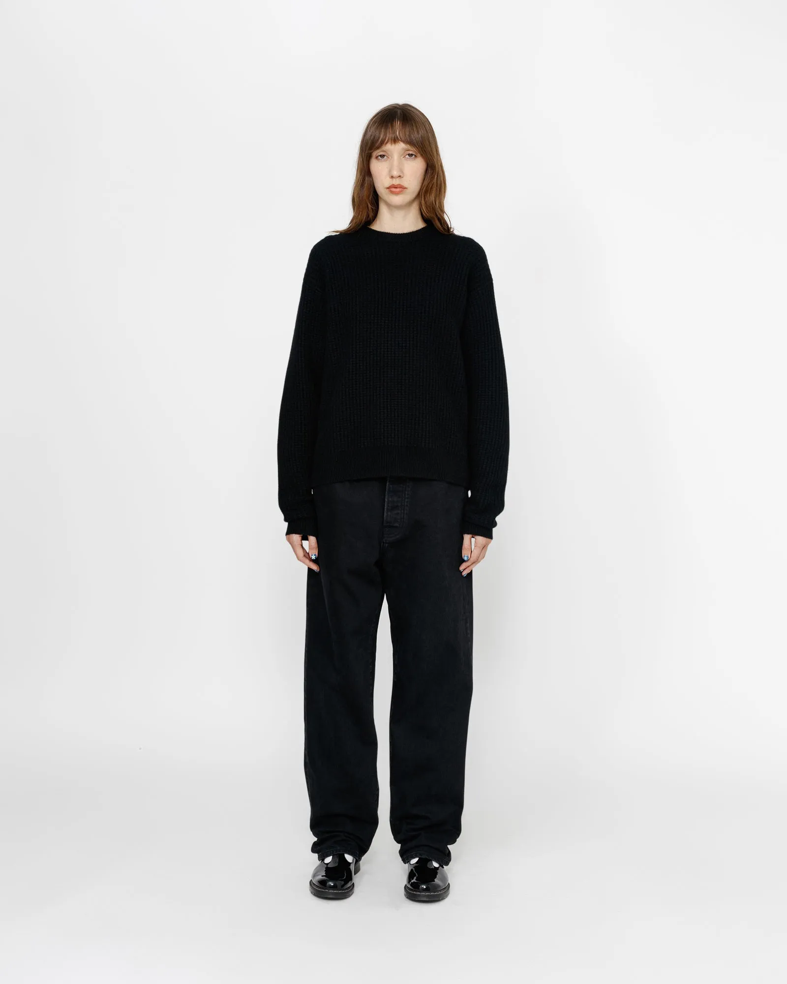 WAFFLE KNIT CASHMERE CREW