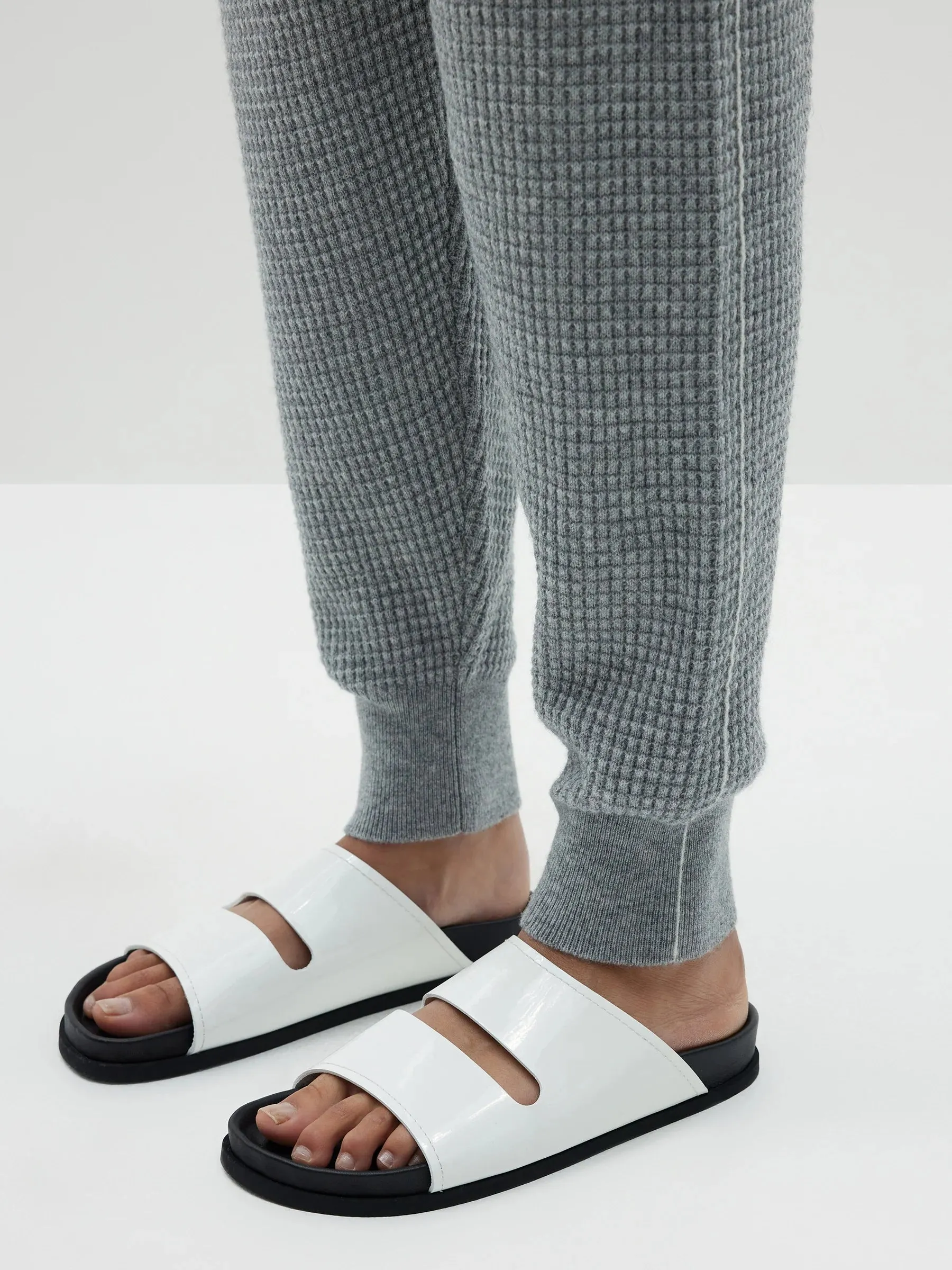 WAFFLE MARINO CASHMERE KNIT PANT - GREY MARLE