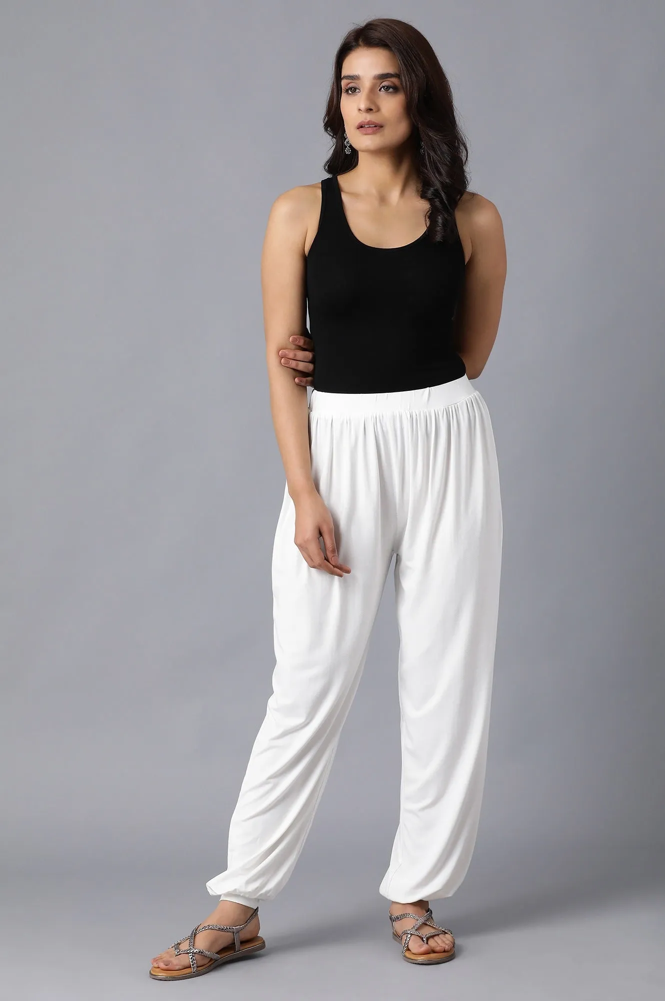 White Flared Harem Pants