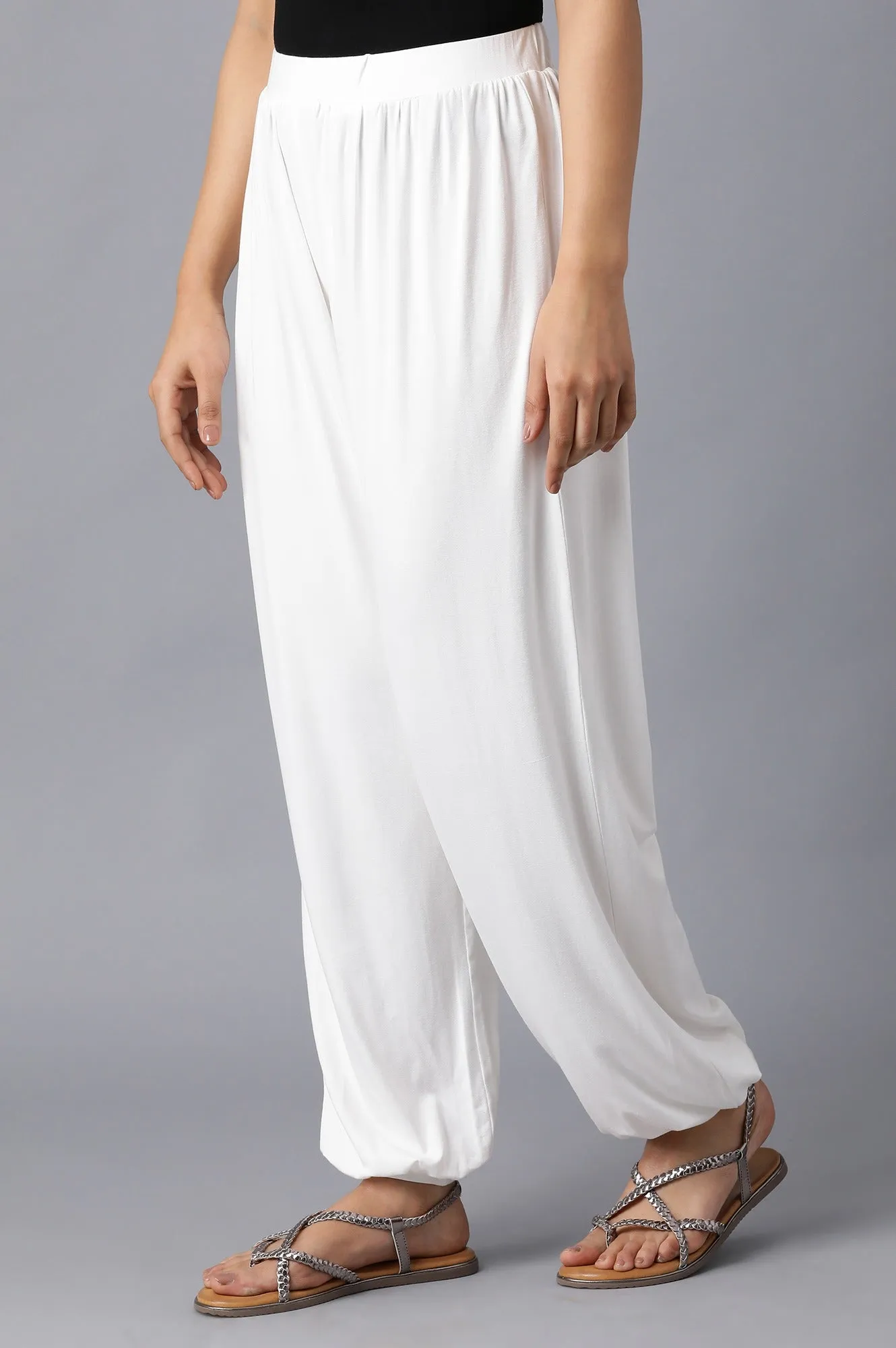 White Flared Harem Pants