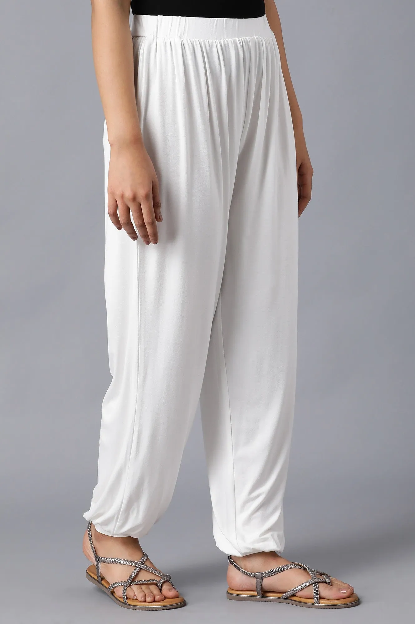 White Flared Harem Pants