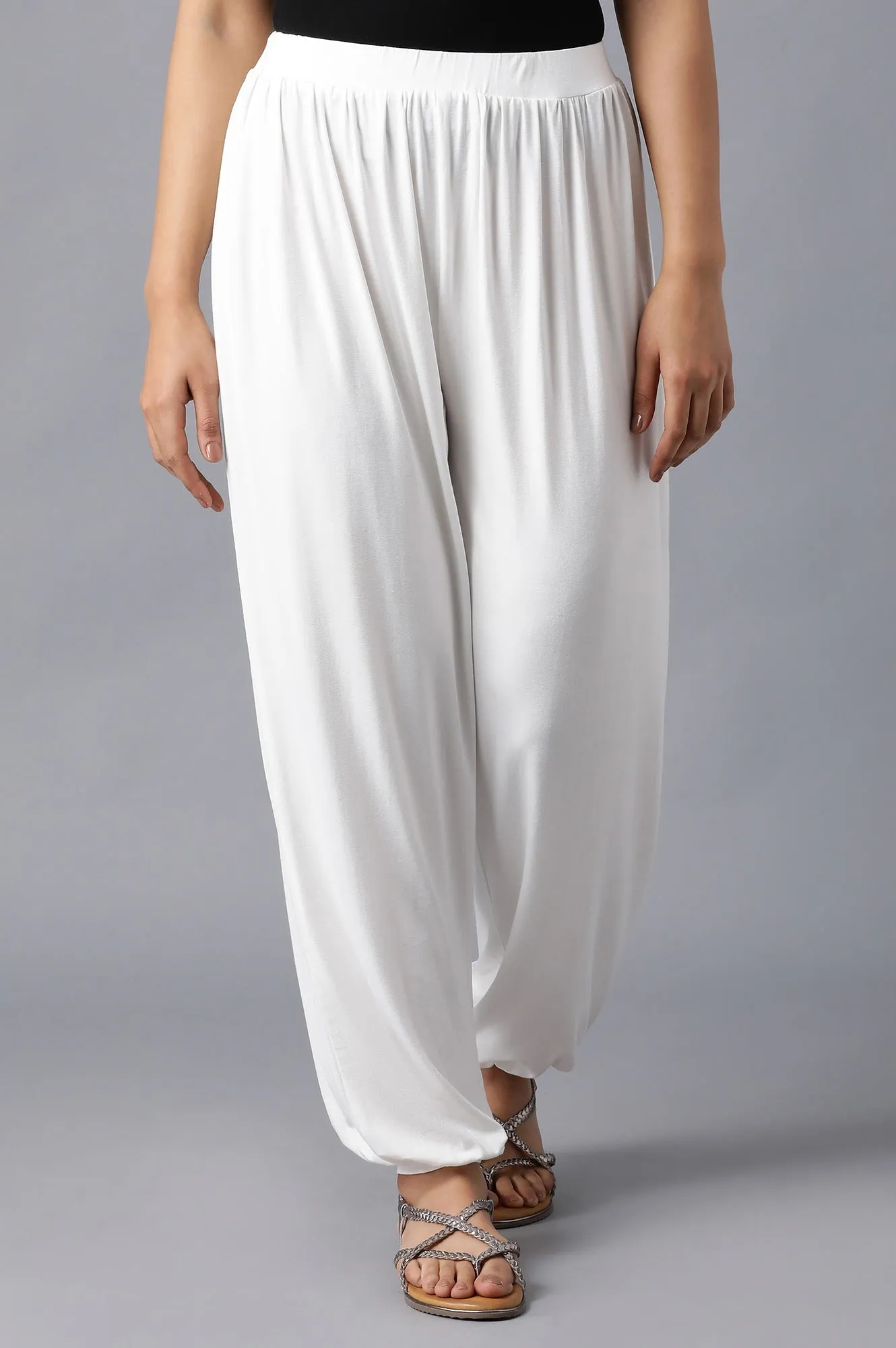 White Flared Harem Pants