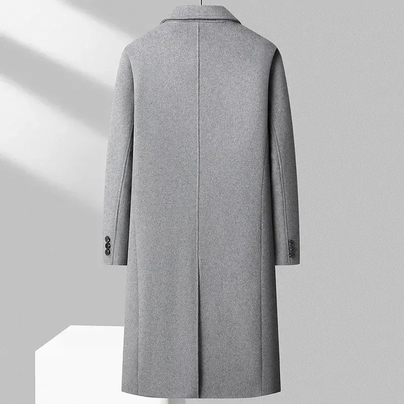Woll gehalt 51% Herbst und Winter neuer Herren-Woll mantel, zweireihige lange knielange koreanische Version des Slim-Fit-Woll mantels,