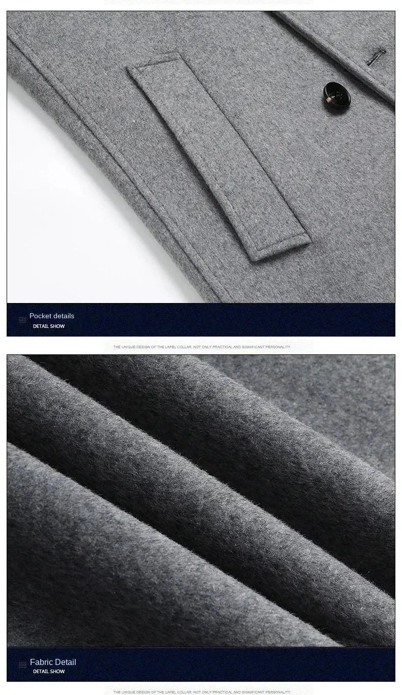 Woll gehalt 51% Herbst und Winter neuer Herren-Woll mantel, zweireihige lange knielange koreanische Version des Slim-Fit-Woll mantels,