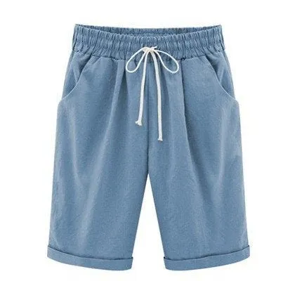 Womens Loose Fitting Minimalist Elegant Cotton Pants With Pocket - Womans Short Pants - Casual Loose Overalls - Overalls For Women