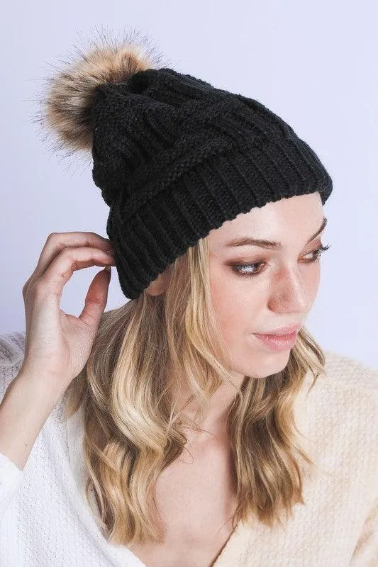 Womens Pom Beanie