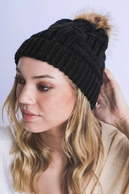Womens Pom Beanie