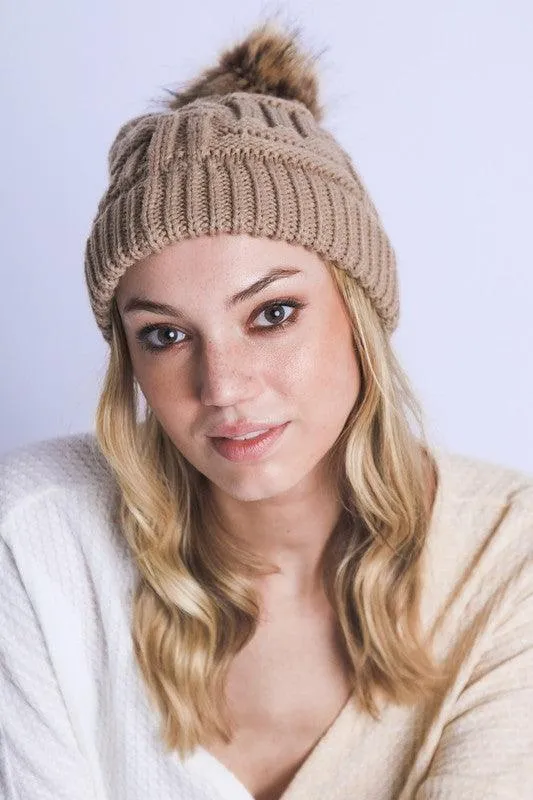 Womens Pom Beanie