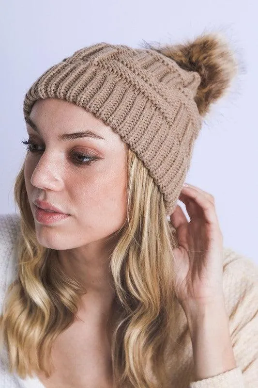 Womens Pom Beanie