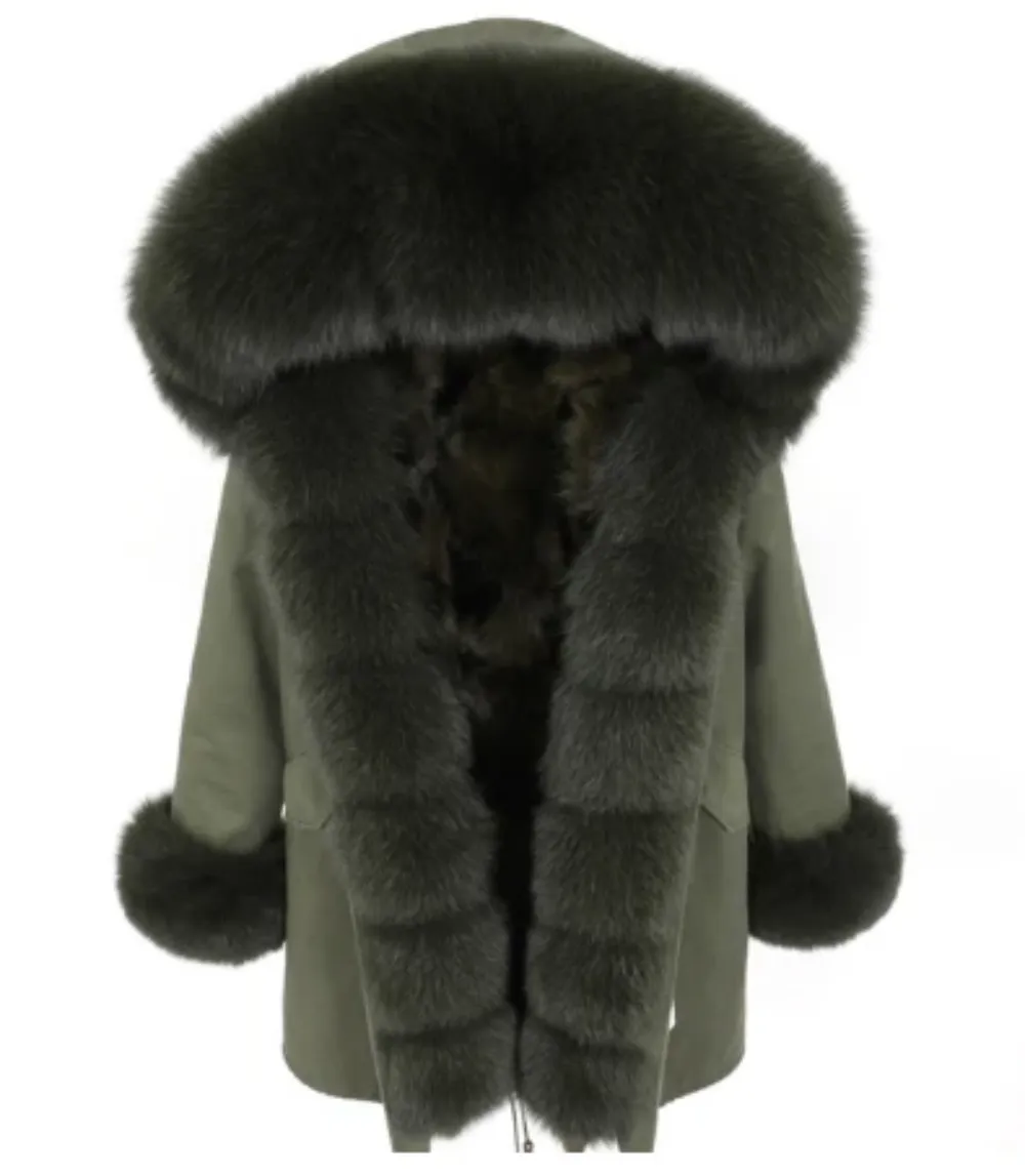 Women's Winter Casual Warm Long-Sleeved Parka With Fox Fur