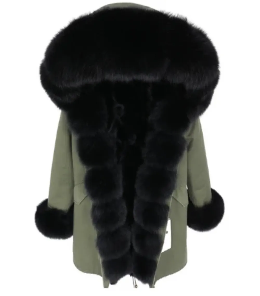 Women's Winter Casual Warm Long-Sleeved Parka With Fox Fur