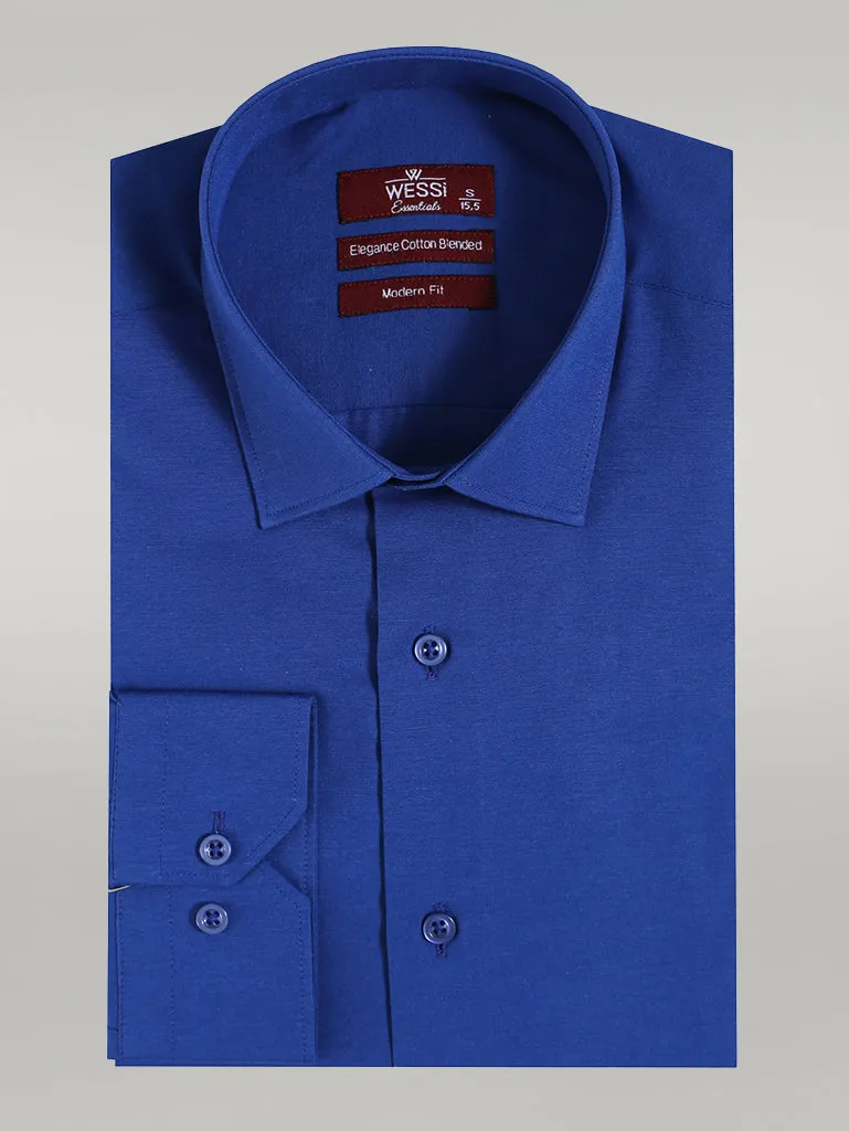 WSS Plain Long Sleeves Indigo Blue Men Shirt  - Singen