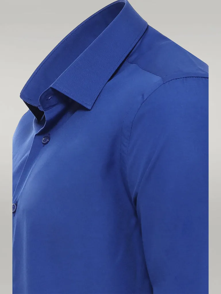 WSS Plain Long Sleeves Indigo Blue Men Shirt  - Singen