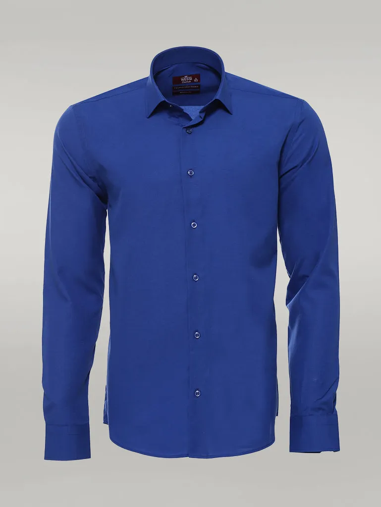 WSS Plain Long Sleeves Indigo Blue Men Shirt  - Singen