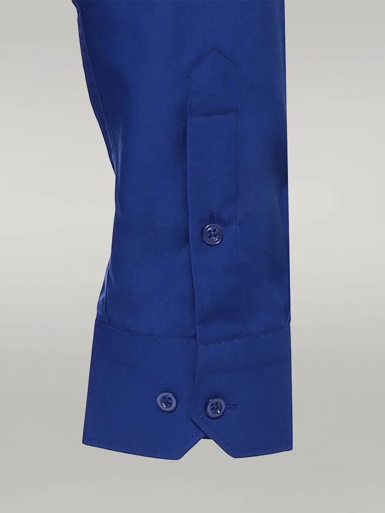 WSS Plain Long Sleeves Indigo Blue Men Shirt  - Singen