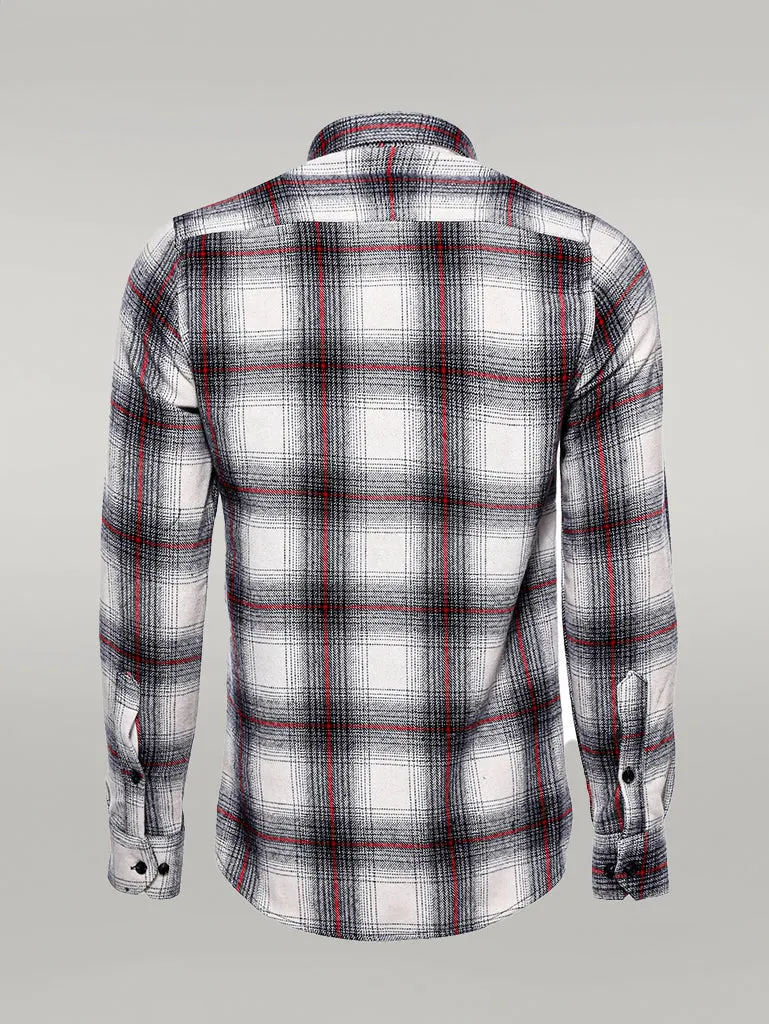 WSS Thick Checked Grey Men Lumberjack Shirt  - Singen