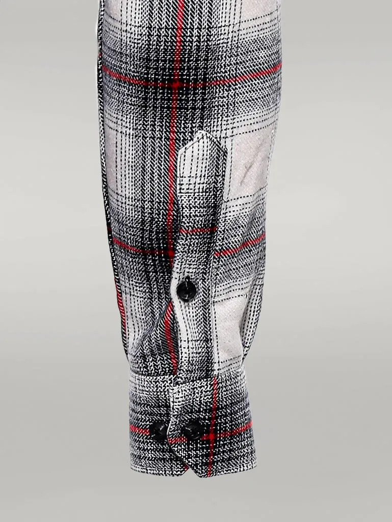 WSS Thick Checked Grey Men Lumberjack Shirt  - Singen