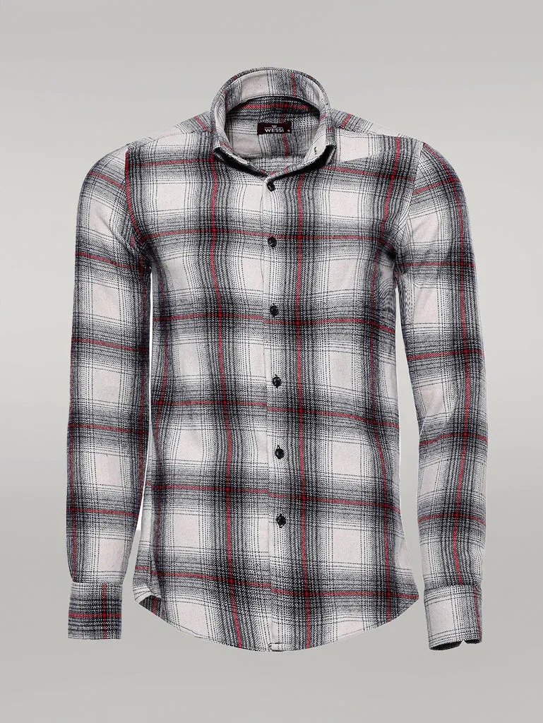 WSS Thick Checked Grey Men Lumberjack Shirt  - Singen