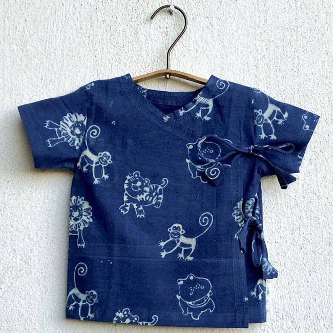 Zoo Print Indigo Angarakha Top with Pants