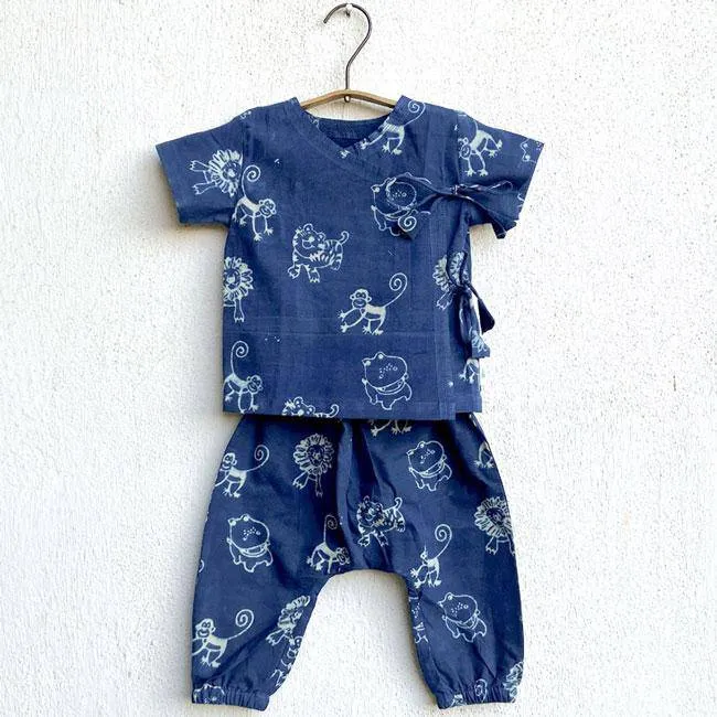 Zoo Print Indigo Angarakha Top with Pants