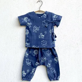 Zoo Print Indigo Angarakha Top with Pants